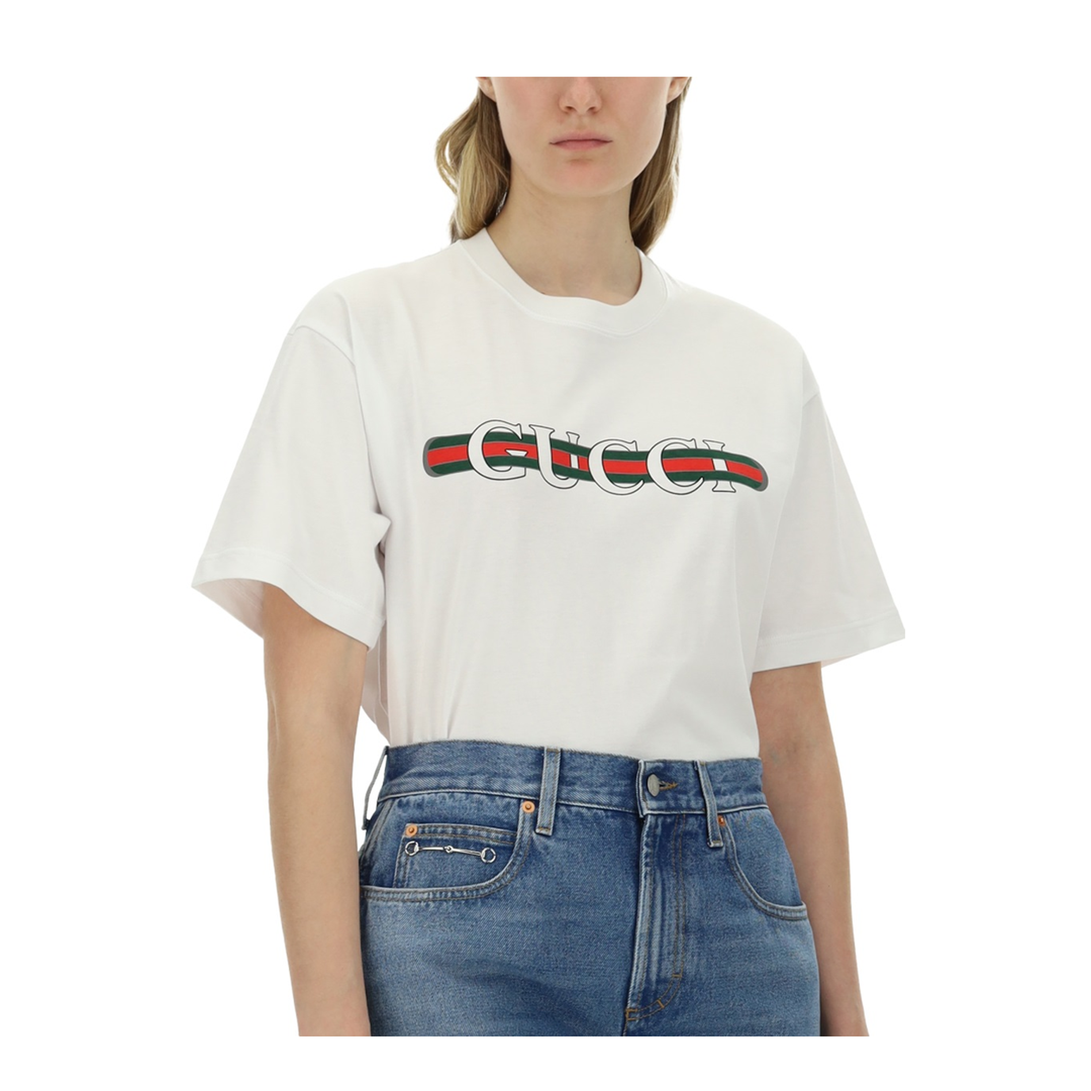 Printed Cotton Jersey T-Shirt in White