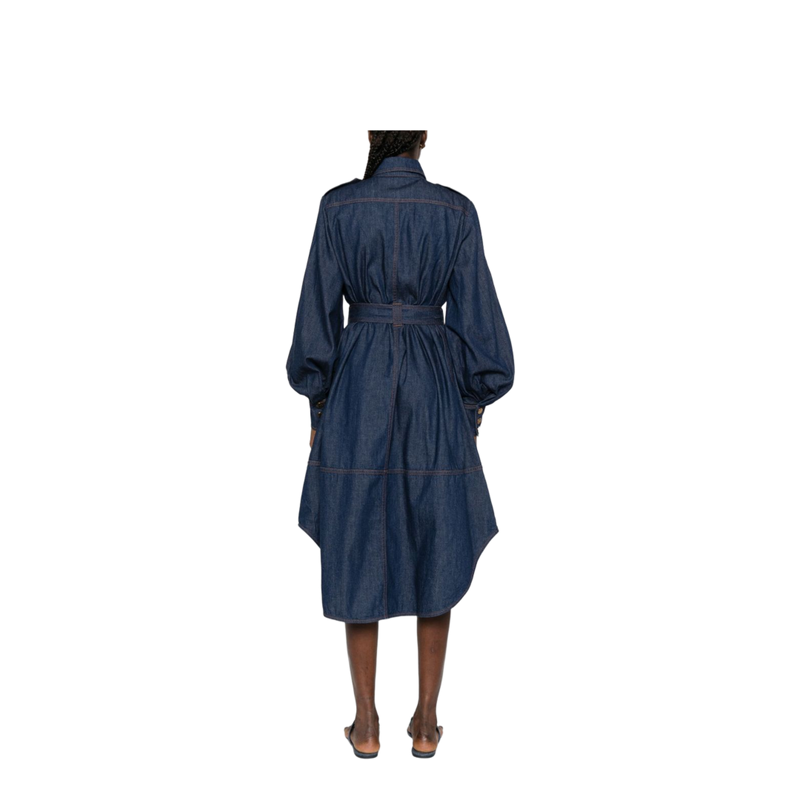 Hypnotic Tuck Midi Dress Navy Stripe