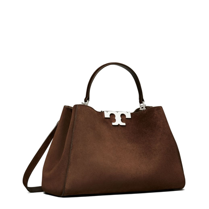 Eleanor Suede Satchel - Dark Cocoa