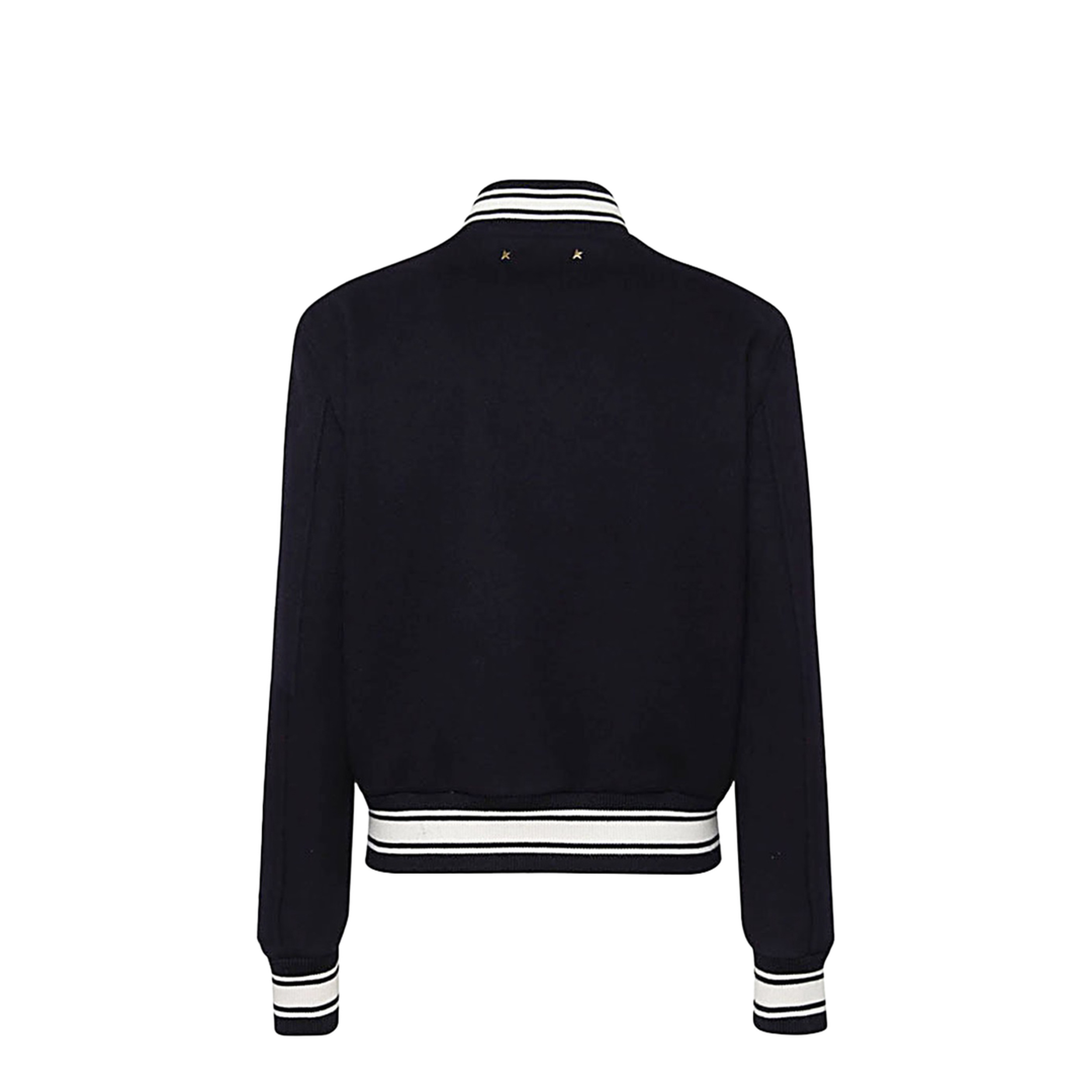 Black Virgin Wool Embroidered-Logo Bomber Jacket