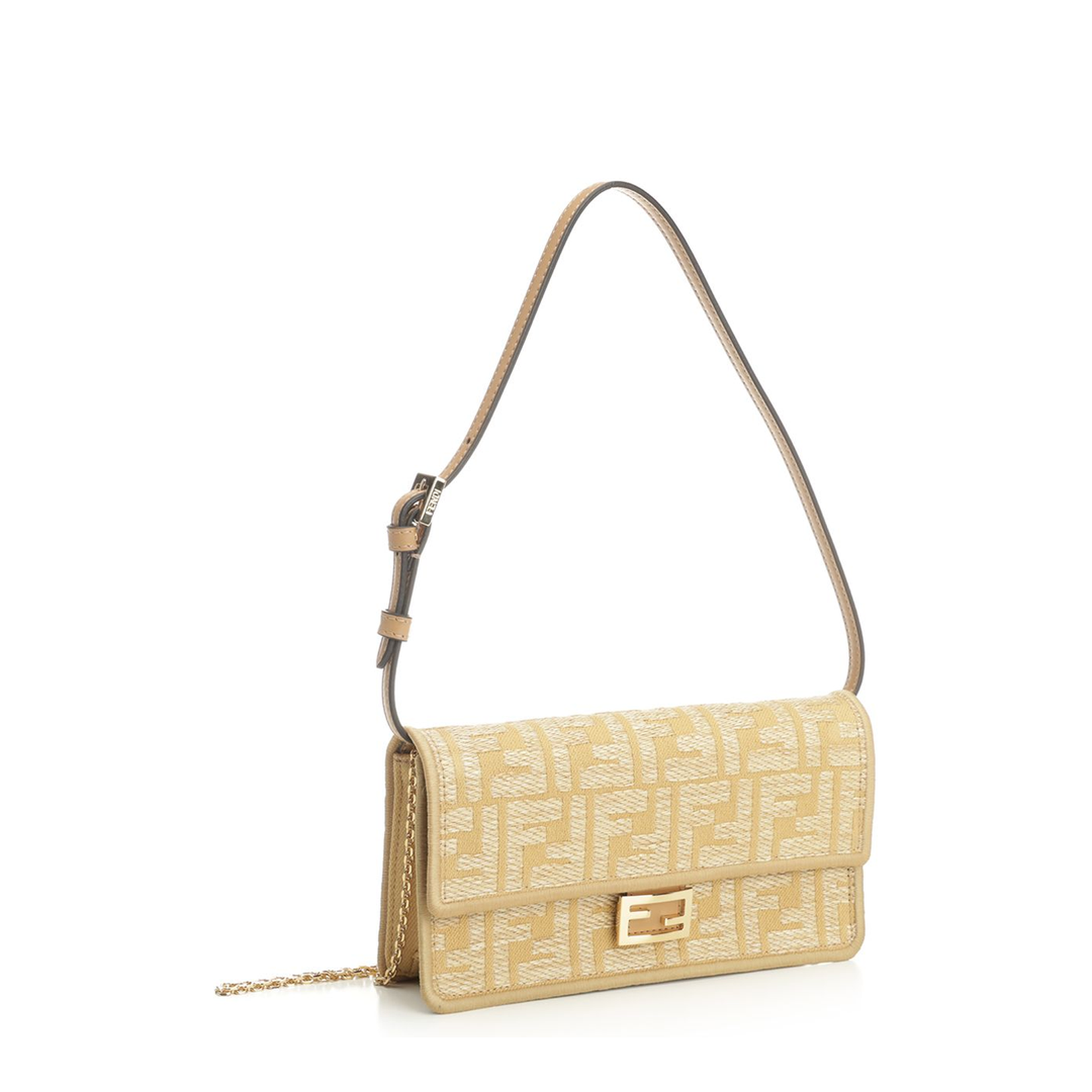 Wallet On Chain Baguette Fabric Beige