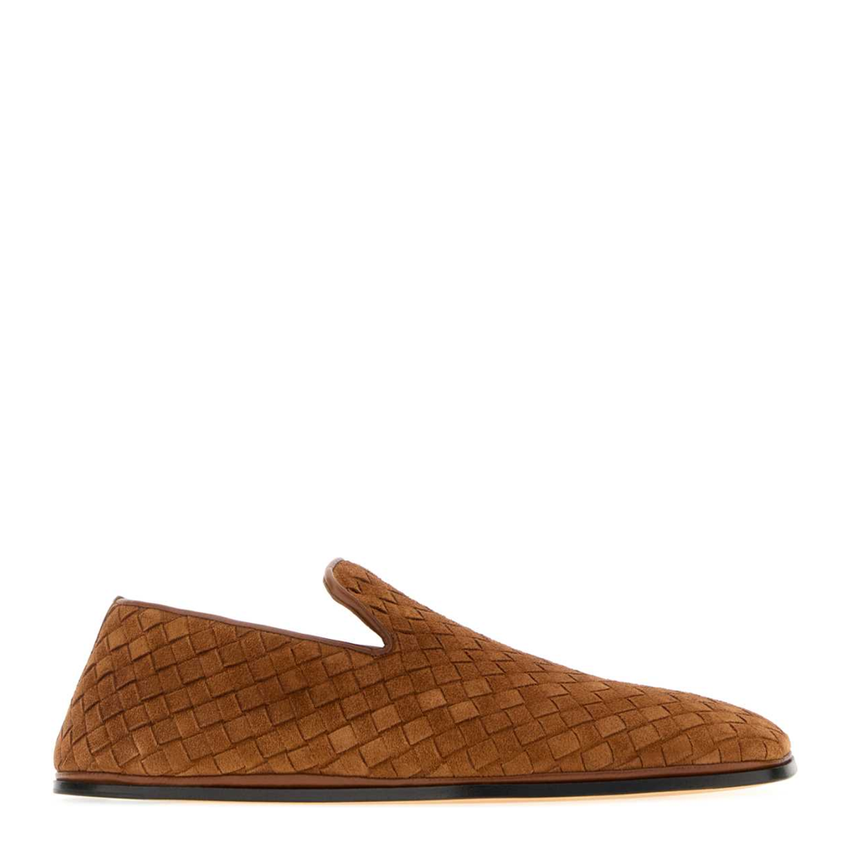 MAYFEYR - Bottega Veneta - Light Brown Intrecciato Suede Palazzo Slippers - 876129V3QE02388