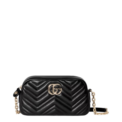 GG Marmont Small Matelassé Leather Camera Bag - Black