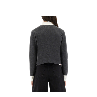 MAYFEYR - Self Portrait - Cardigan With Contrasting Collar - PF25048CGRGREY