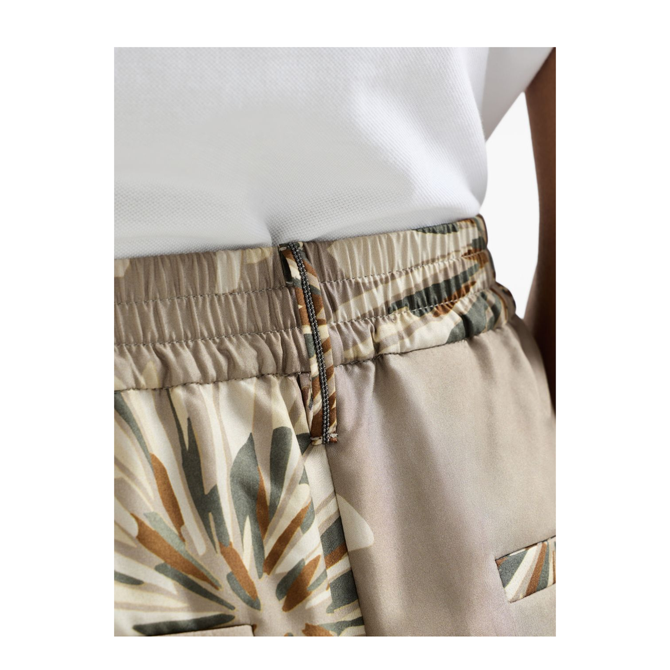 Bloom Pattern Pants Khaki