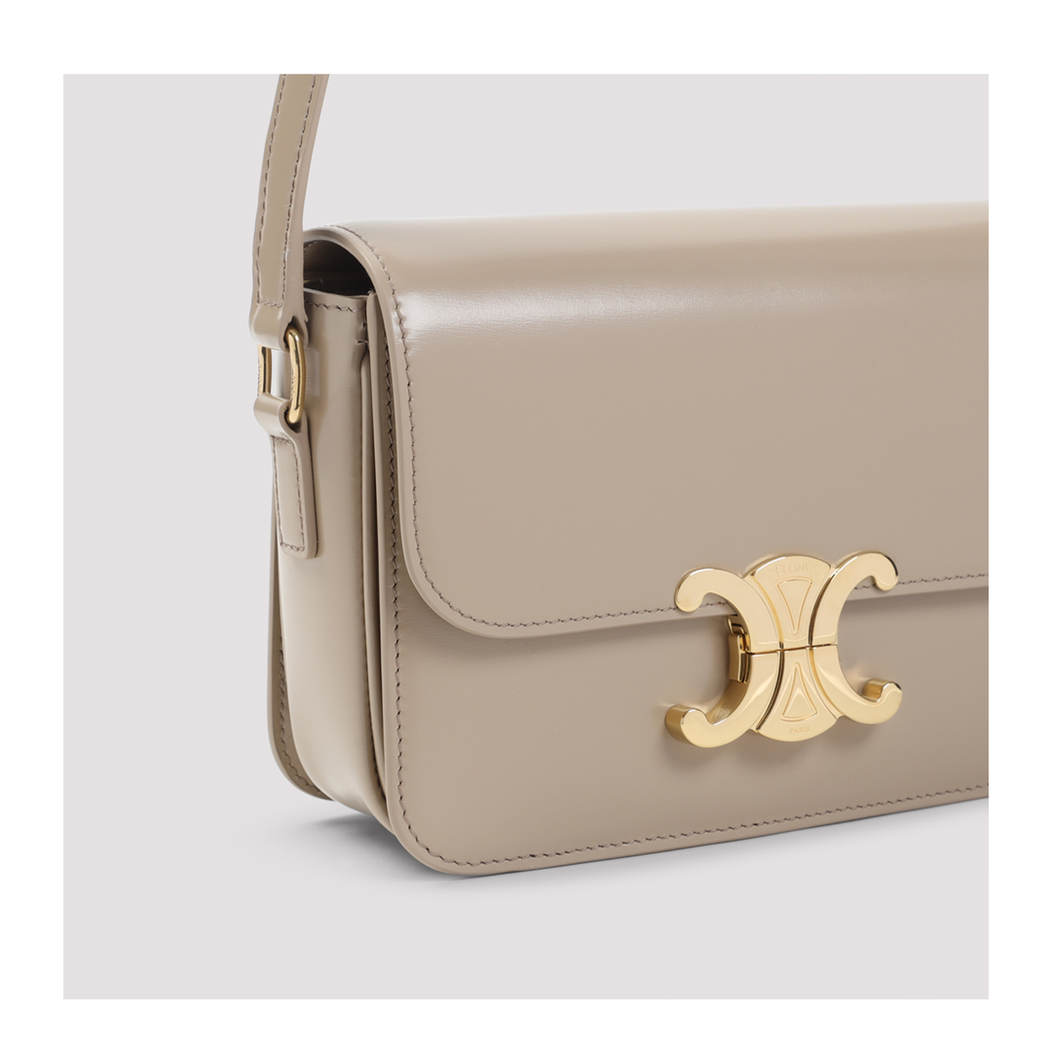 Triomphe Shoulder Bag Leather Beige