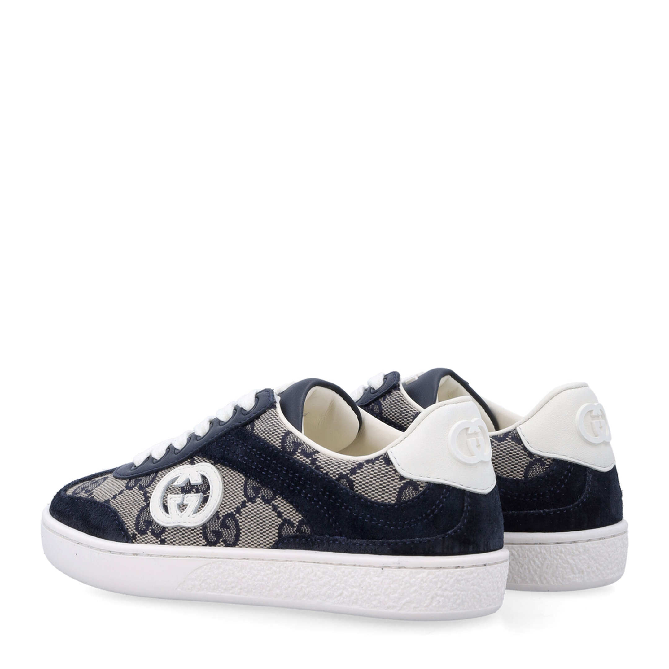 G74 Sneaker in Beige and Blue GG Canvas