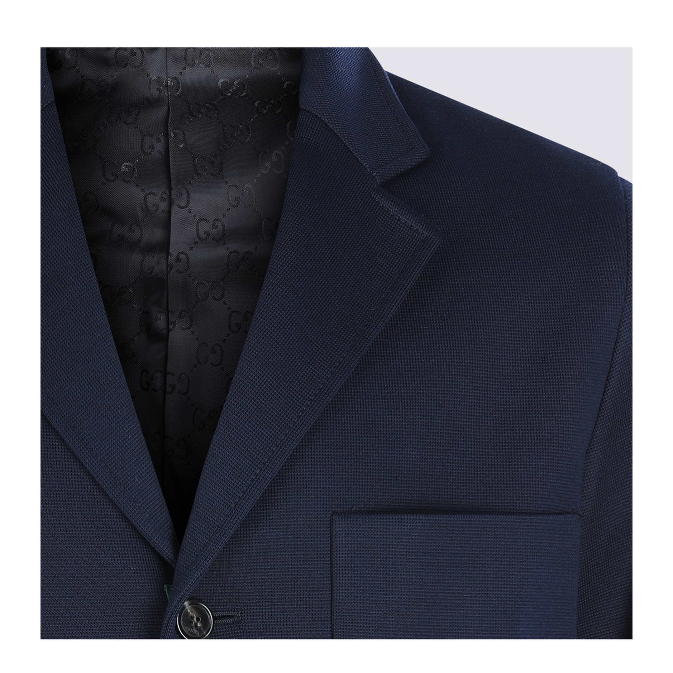 Single-breast Cotton Jersey Jacket in Dark Blue