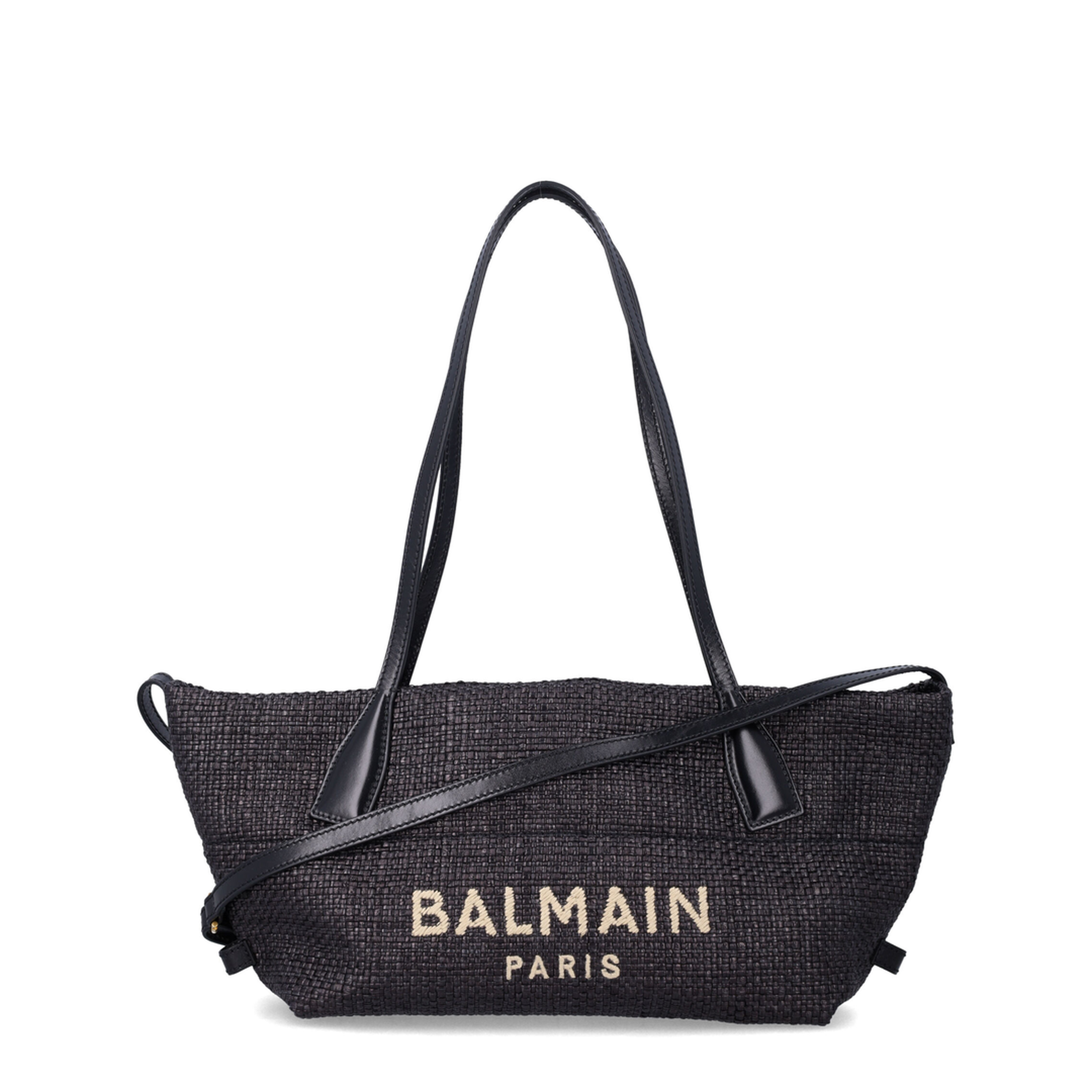 Small Track Tote Bag Raffia Black