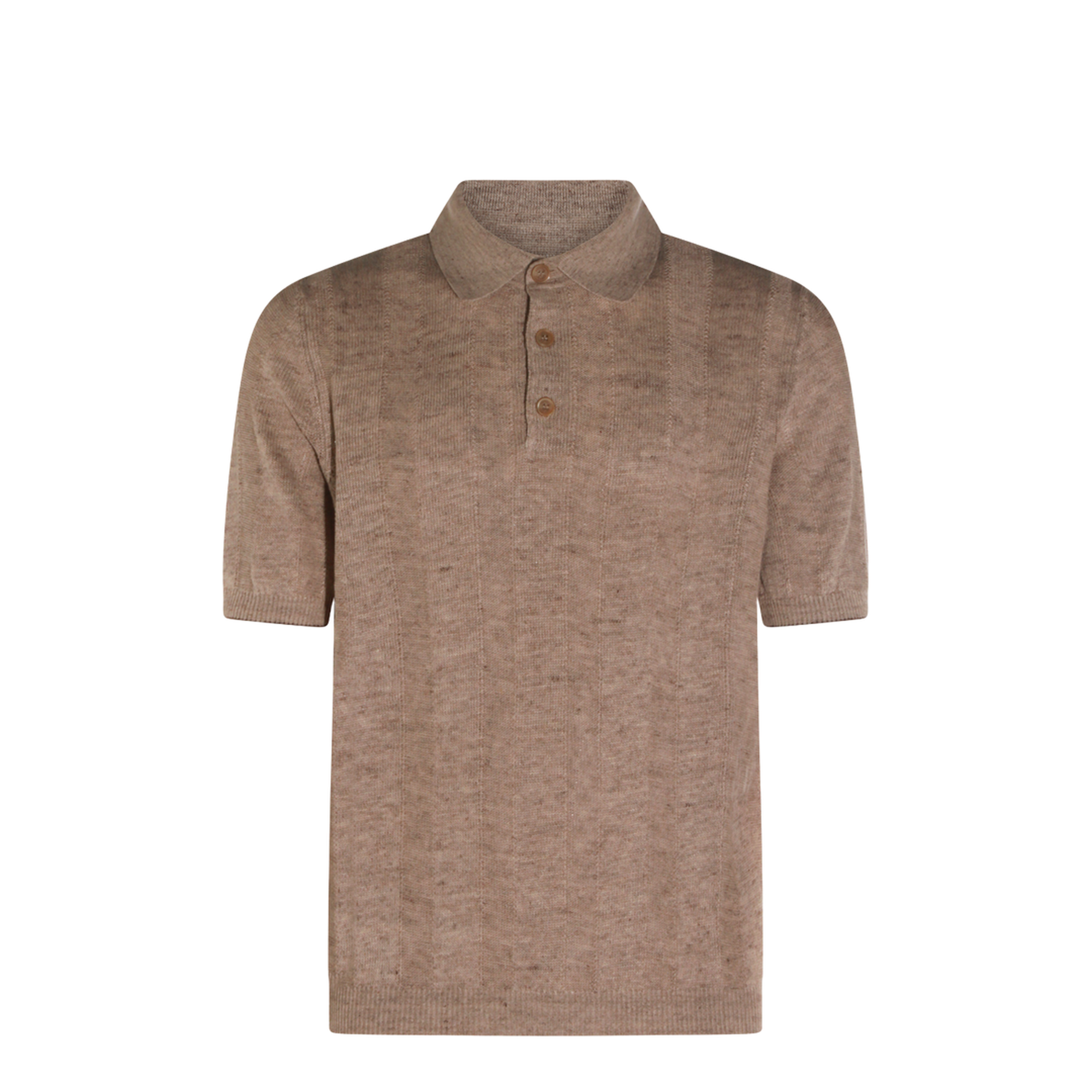 Ribbed Button Polo Shirt Brown