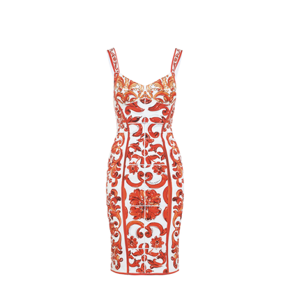 MAYFEYR - Dolce & Gabbana - Charmeuse Maiolica Midi Dress - F63G9TGDDRJ
