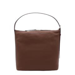 Cow Leather Shoulder Bag - Nut Brown/Taupe