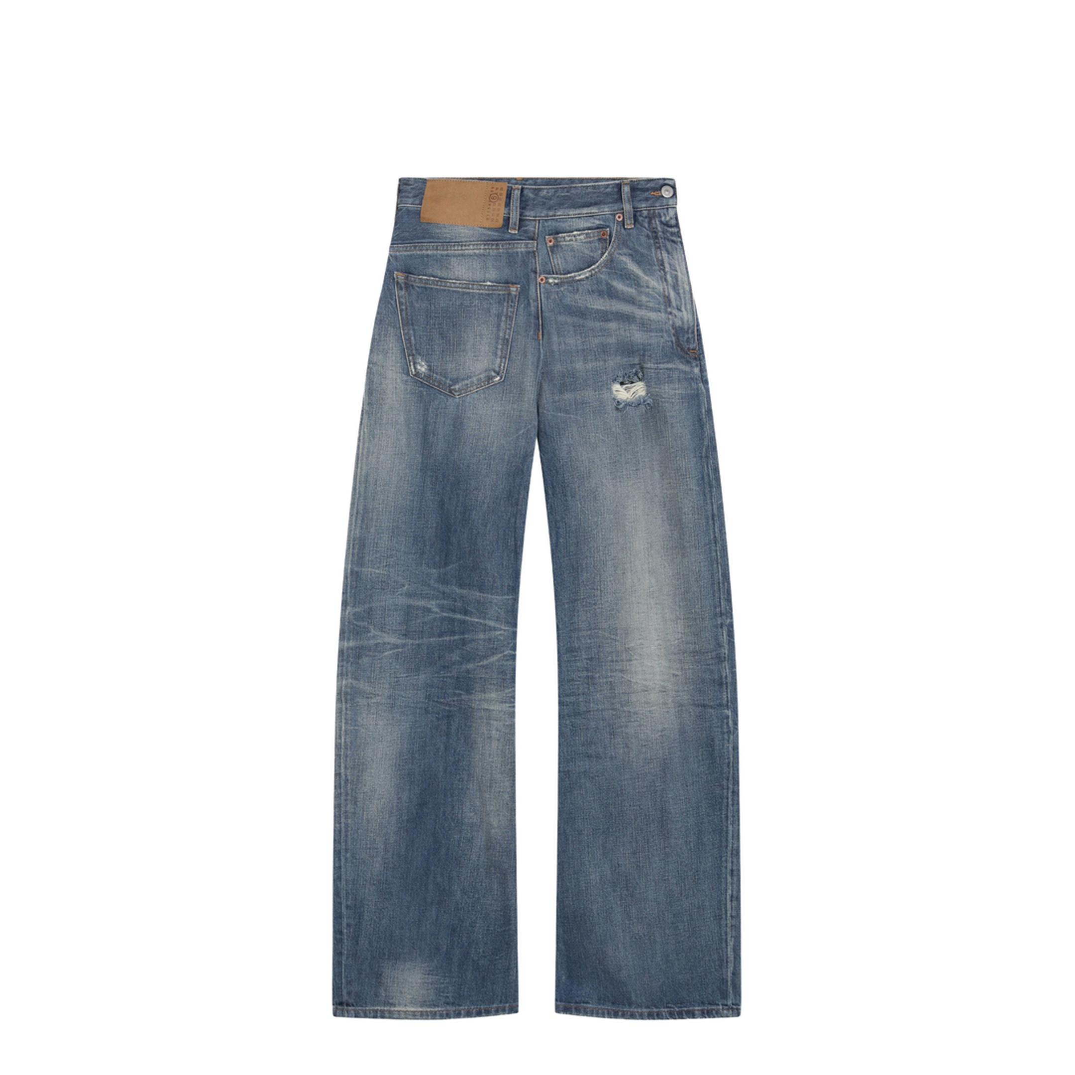 MAYFEYR - Mm6 Maison Margiela - Distressed Wide-Leg Denim Jeans In Medium Blue - S52LA0243M30054962