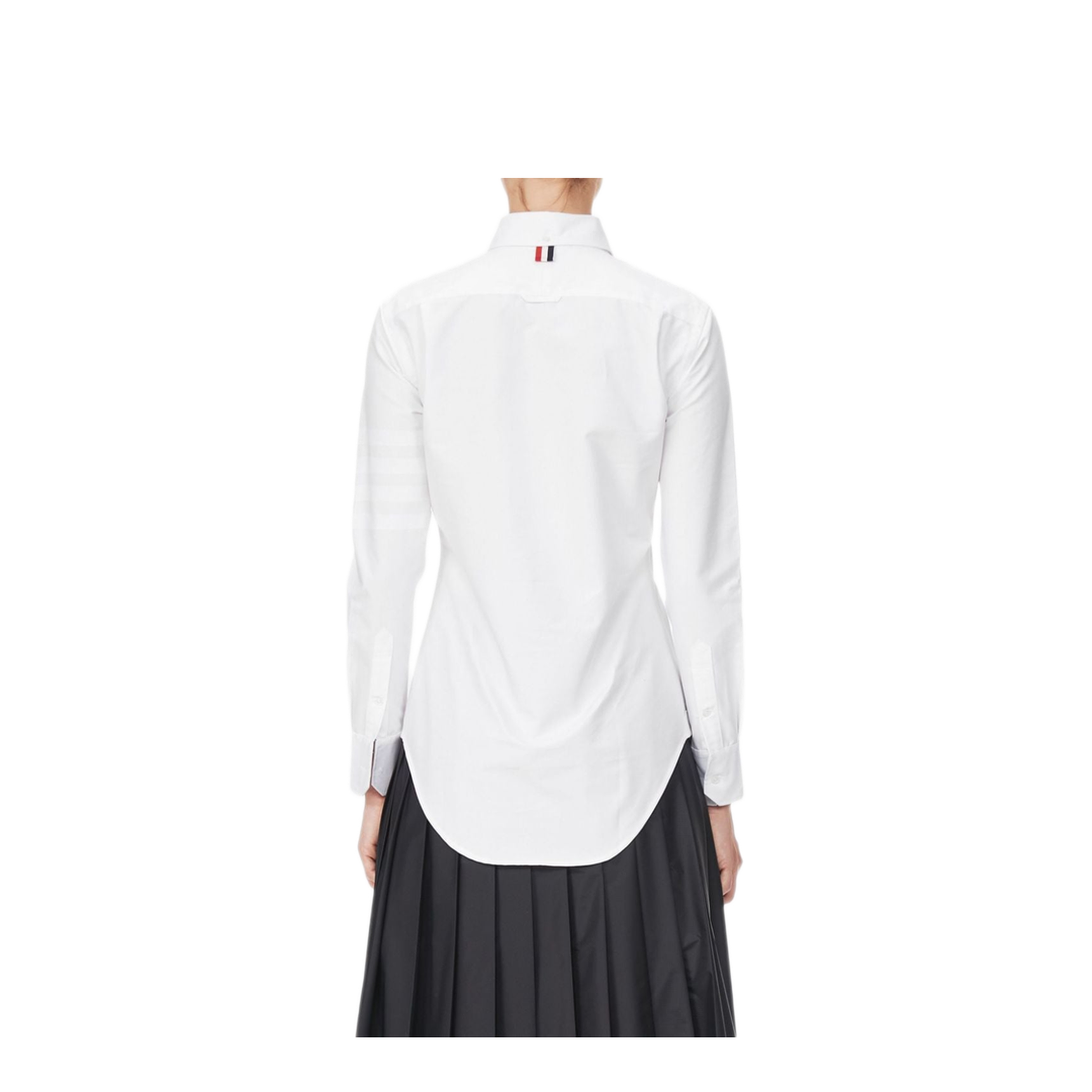 MAYFEYR - Thom Browne - Classic Point Collar Shirt With Engineered Satin Weave 4 Bar In Oxford - FLL005A06496100