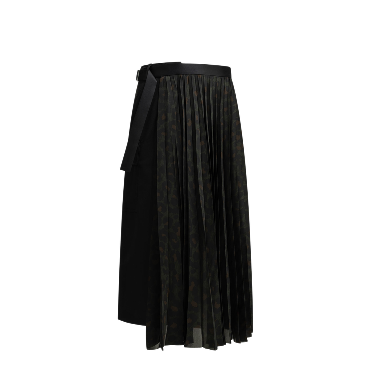 MAYFEYR - Sacai - Pleated Leopard Midi Skirt - 2608781012