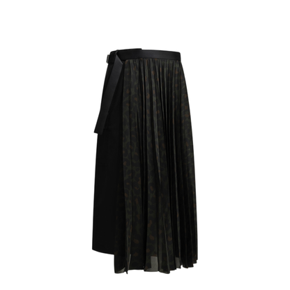 MAYFEYR - Sacai - Pleated Leopard Midi Skirt - 2608781012