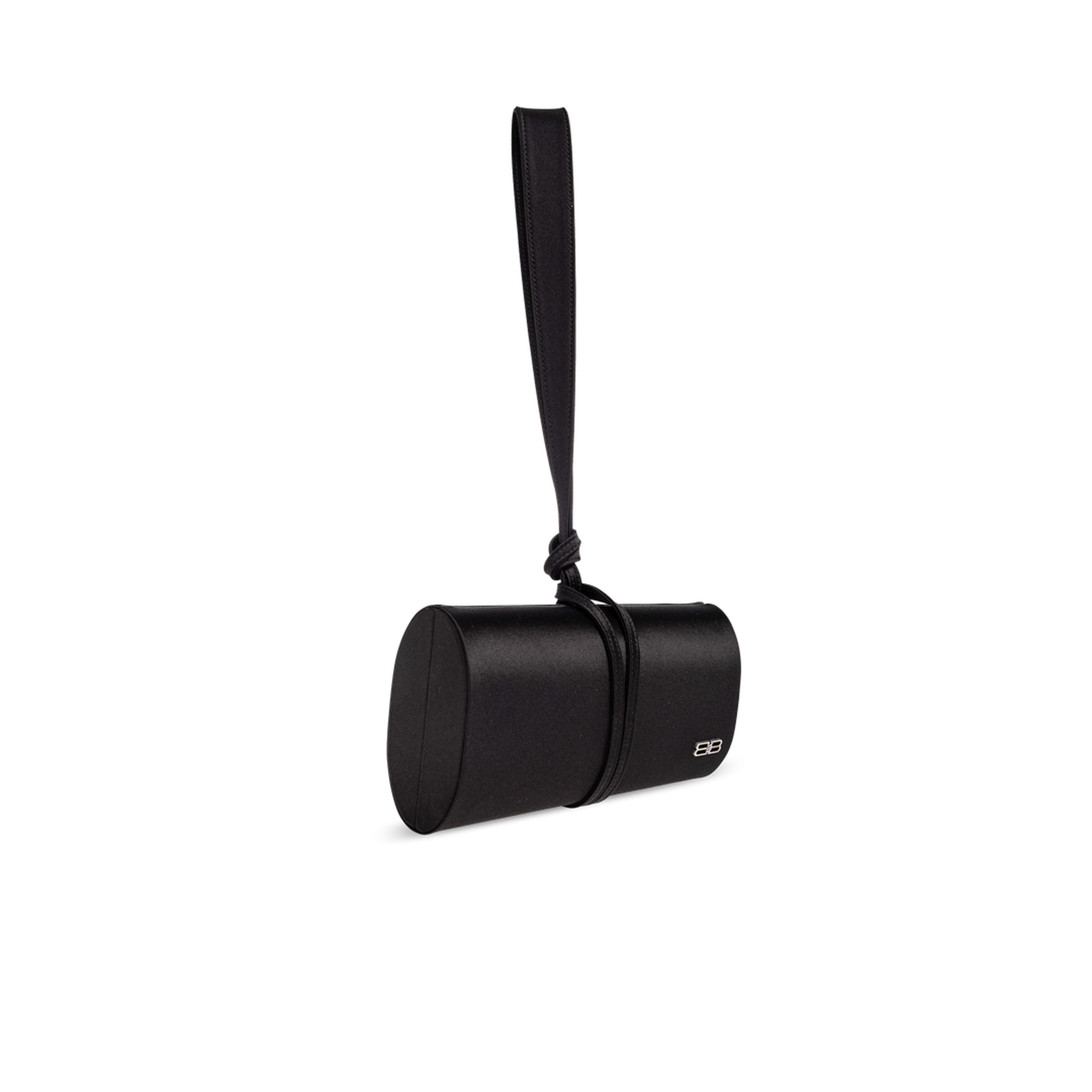 Satin Black Top Handle Bag