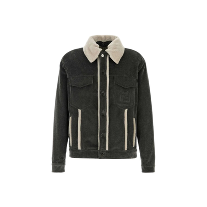 MAYFEYR - Fendi - Faded Stonewash Treatment Corduroy Blouson With Sheepskin Trim Removable Collar - FW1427AVY6F0TY6
