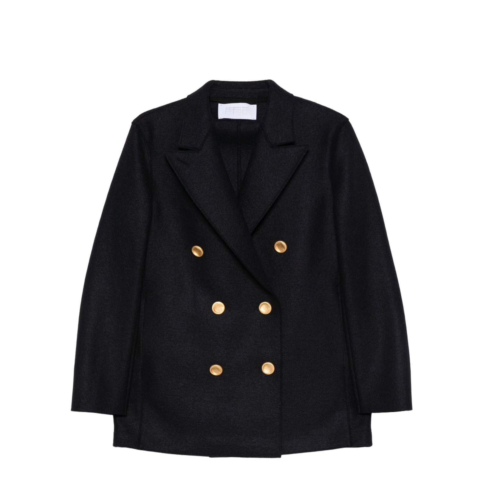 Navy Blue Gold-Button Double-Breasted Coat