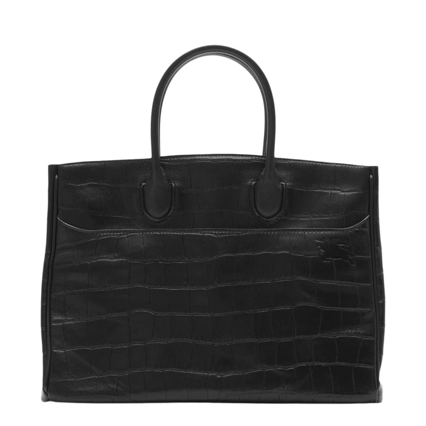 Black Lambskin Handbag with Crocodile Effect