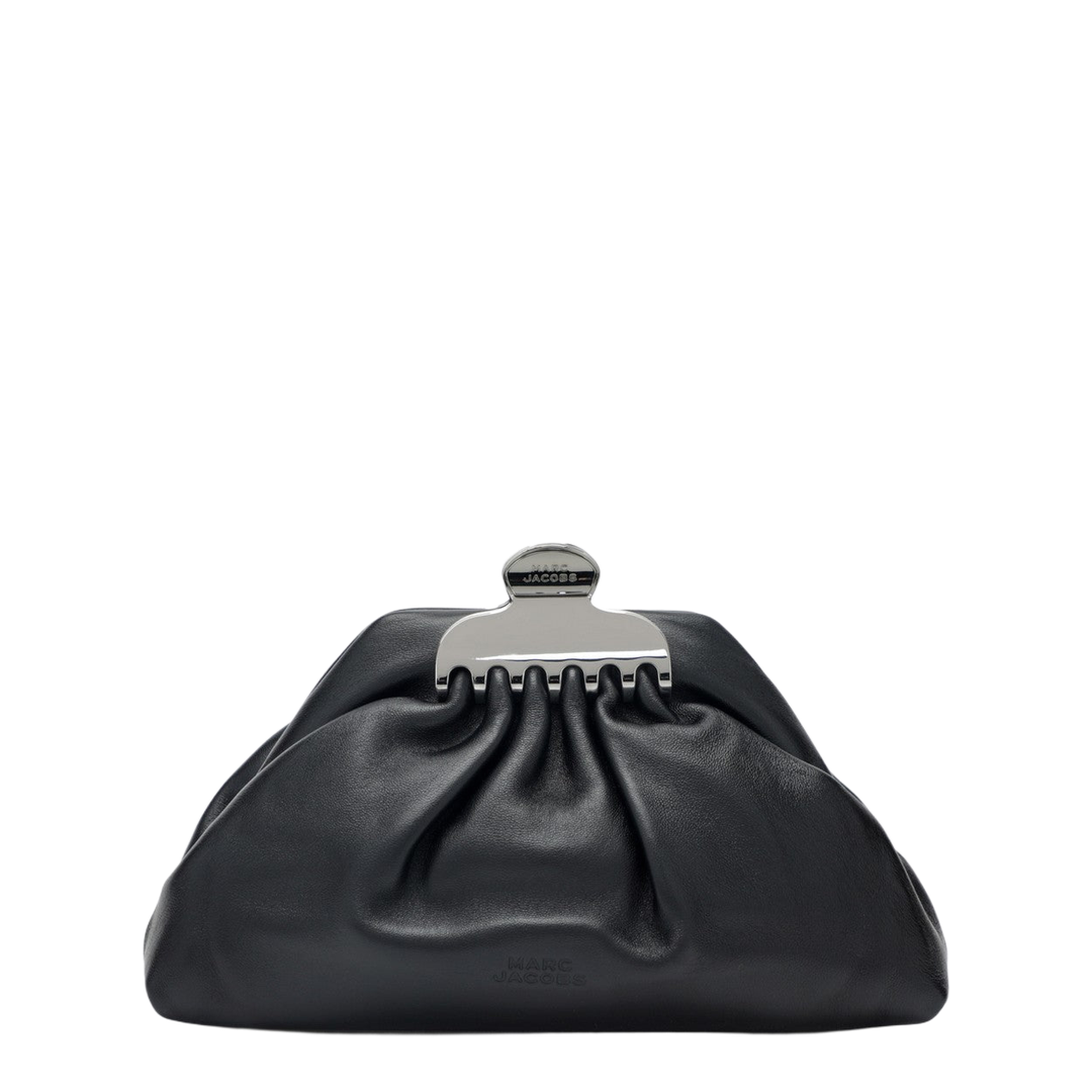 The Glam Small Smooth Leather Clutch - Black