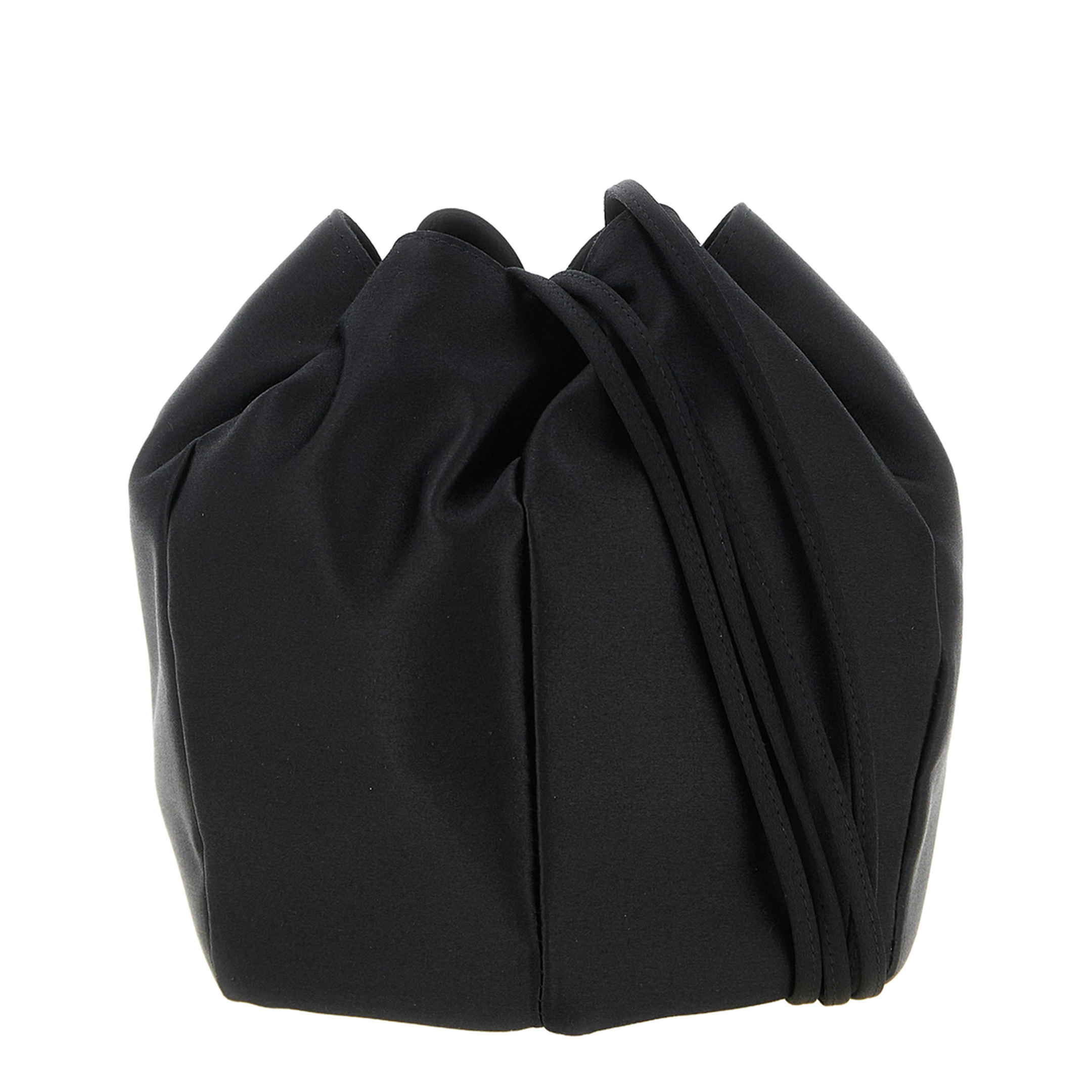 Mini Satin Bucket Bag - Black