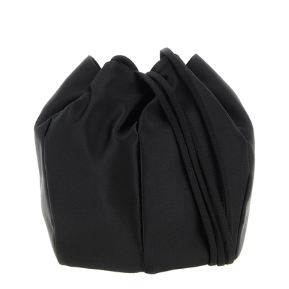 Mini Satin Bucket Bag - Black