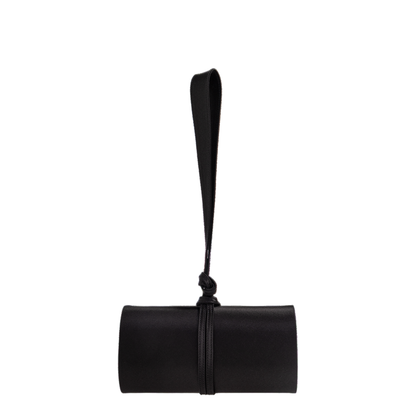 Satin Black Top Handle Bag