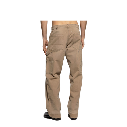 Beige Herringbone Trousers