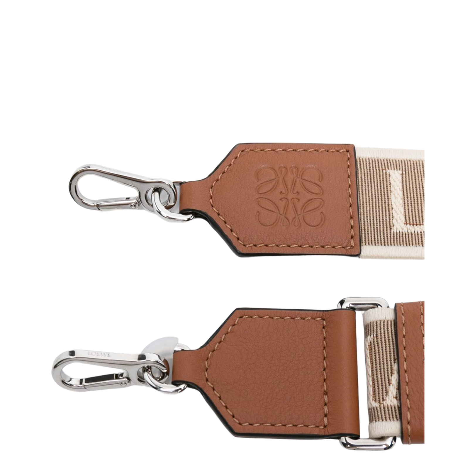 Anagram Strap in Jacquard and Calfskin Beige