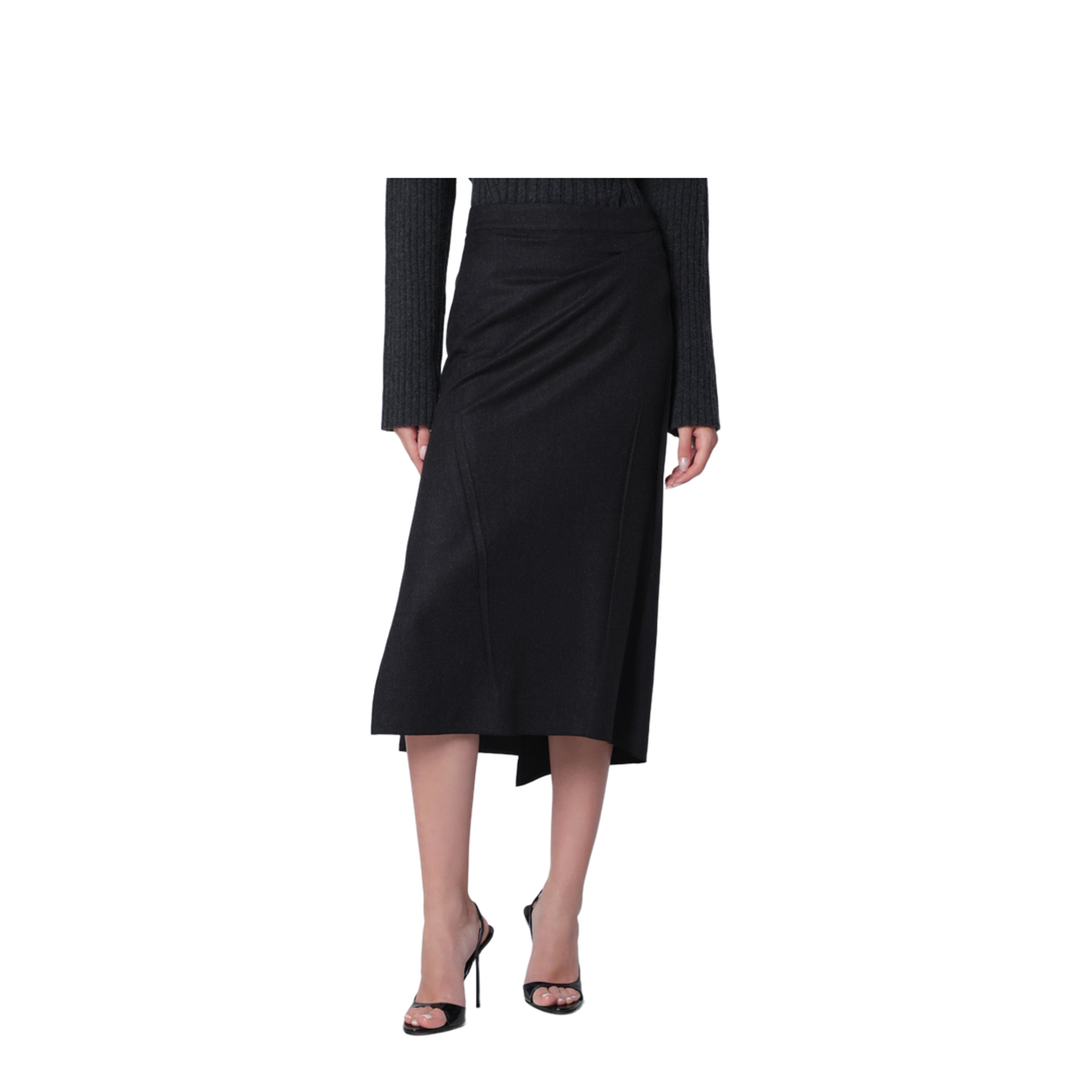 MAYFEYR - Victoria Beckham - Pressed Midi Skirt In Dark Grey Wool And Mohair - 1326WSK007362DWODG