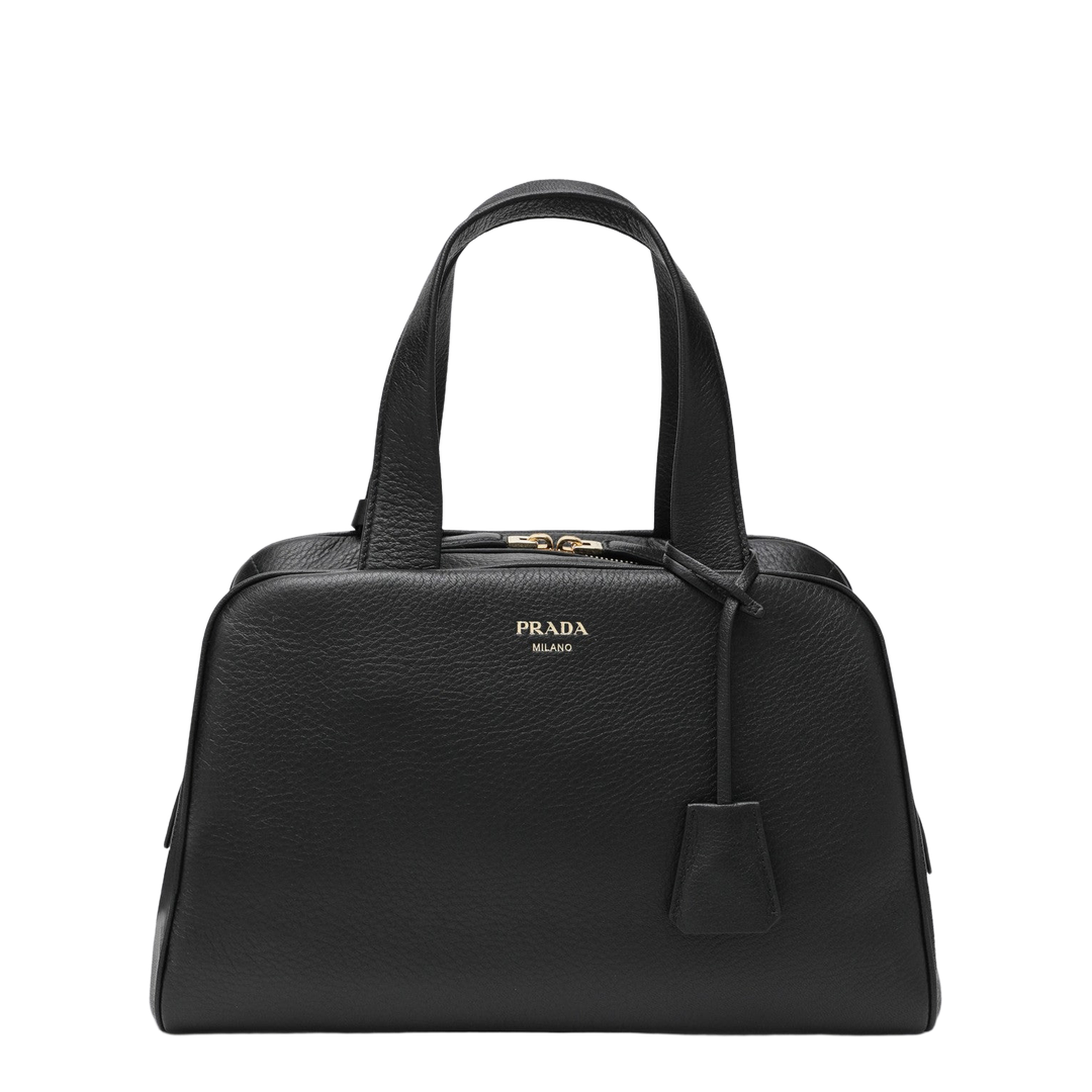 Large Buckskin Top-Handle Bag - Black
