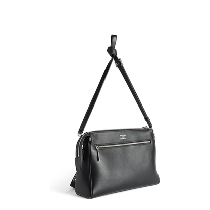 Bel Air Zipped Messenger Bag Small in Black