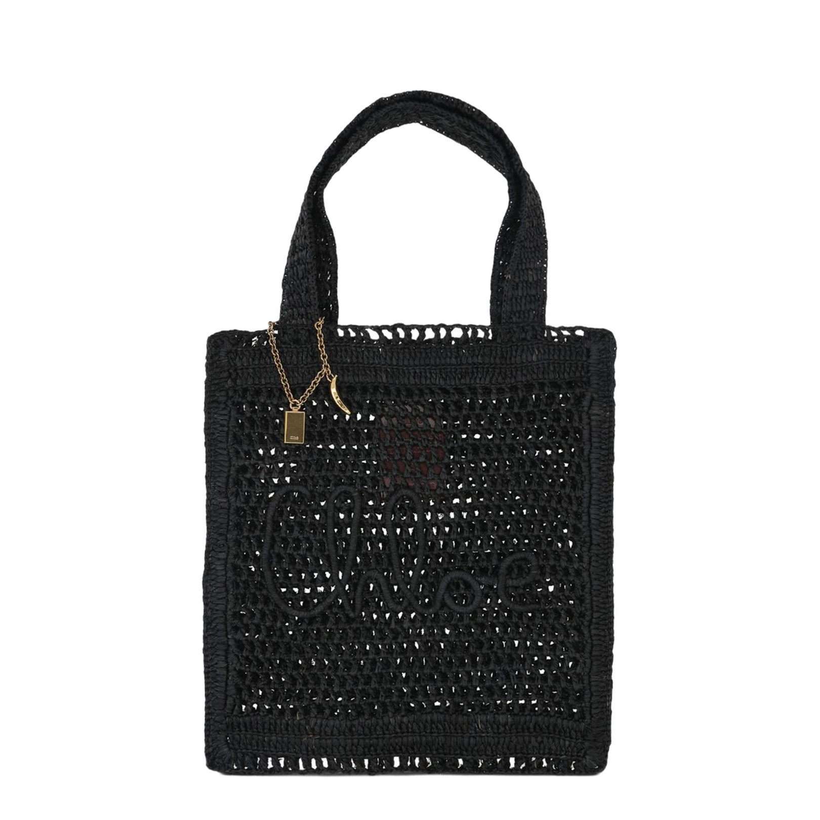 Summer Banana Tote Bag in Raffia in Black