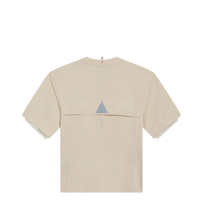 Crew Neck T-Shirt with Logo on Front and Back in Tech Fabric White