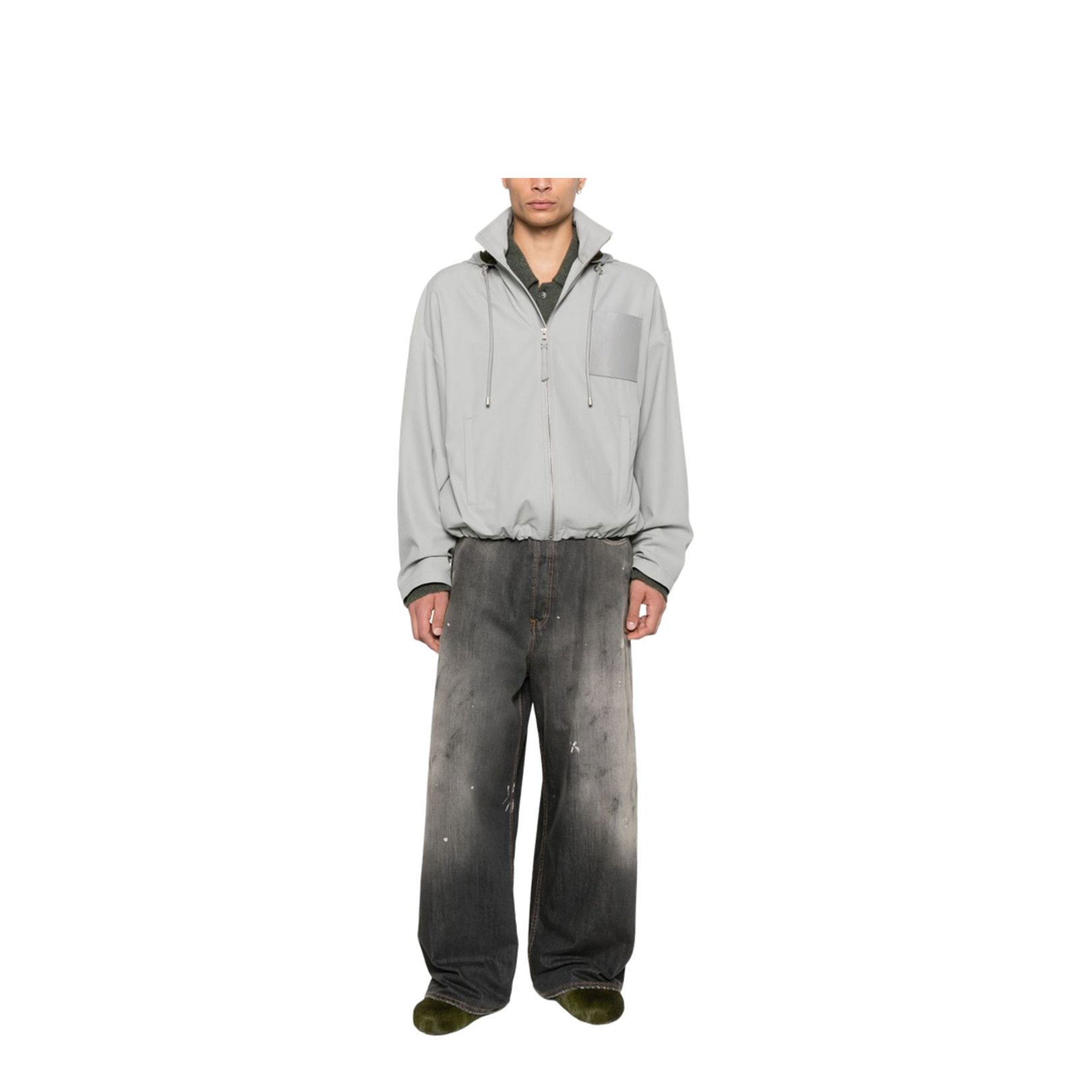 Hooded Jacket in Cotton Grey