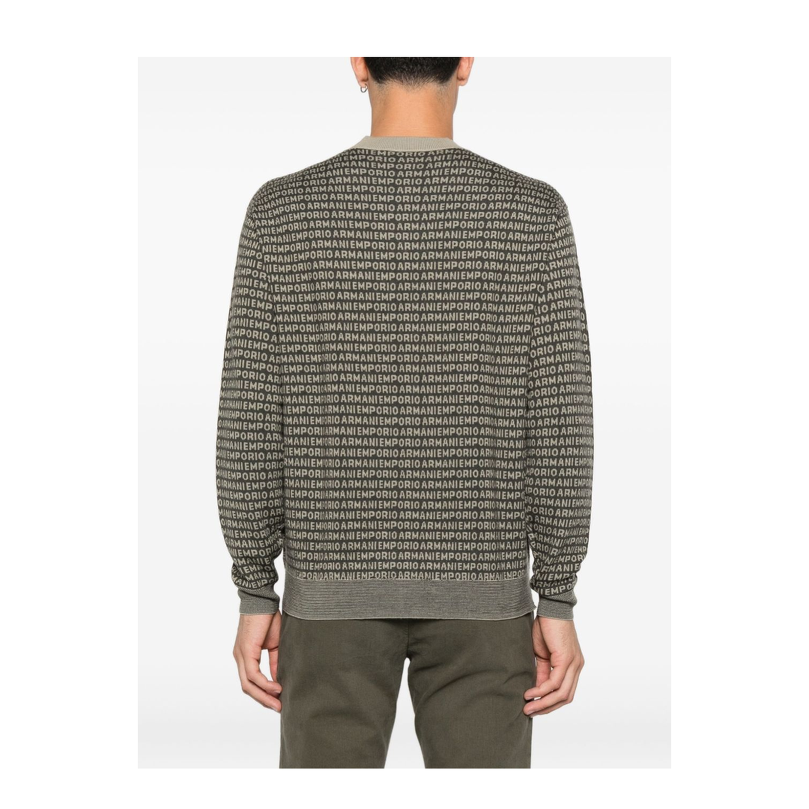 Virgin-Wool Jumper with All-Over Jacquard Signature Logo