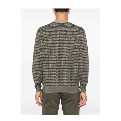 Virgin-Wool Jumper with All-Over Jacquard Signature Logo