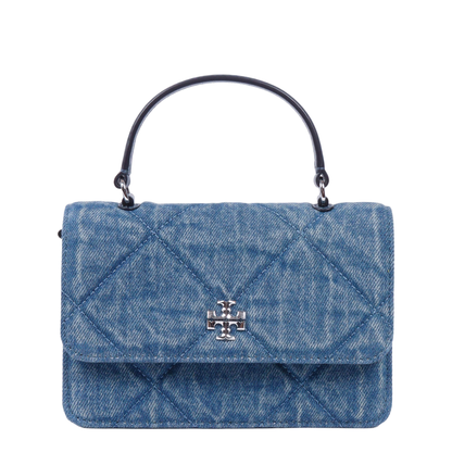 Diamond Quilt Mini Chain Denim Handbag - Blue