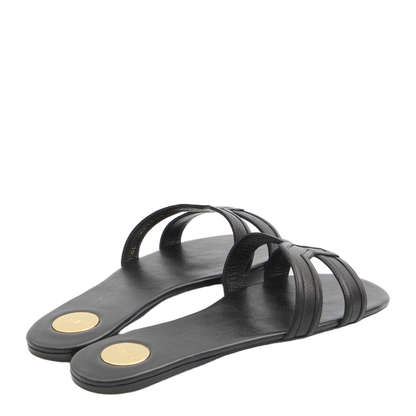 MABROUKA Slides in Smooth Leather in Black