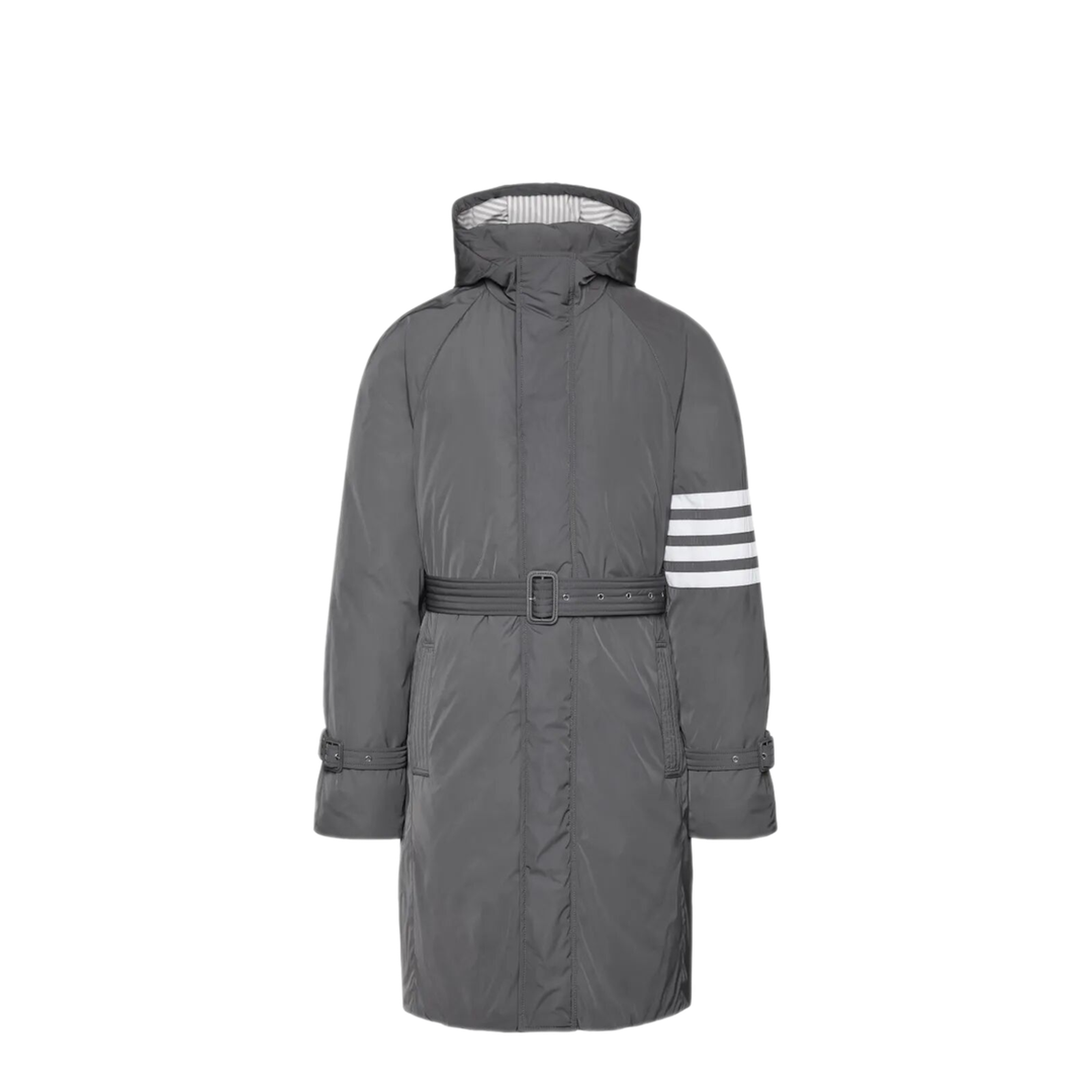 MAYFEYR - Thom Browne - Poly Twill 4-Bar Hooded Down Parka With Belt - MOD091X07259035