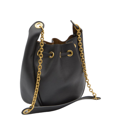 Supple Medium Leather Bucket Bags - Black