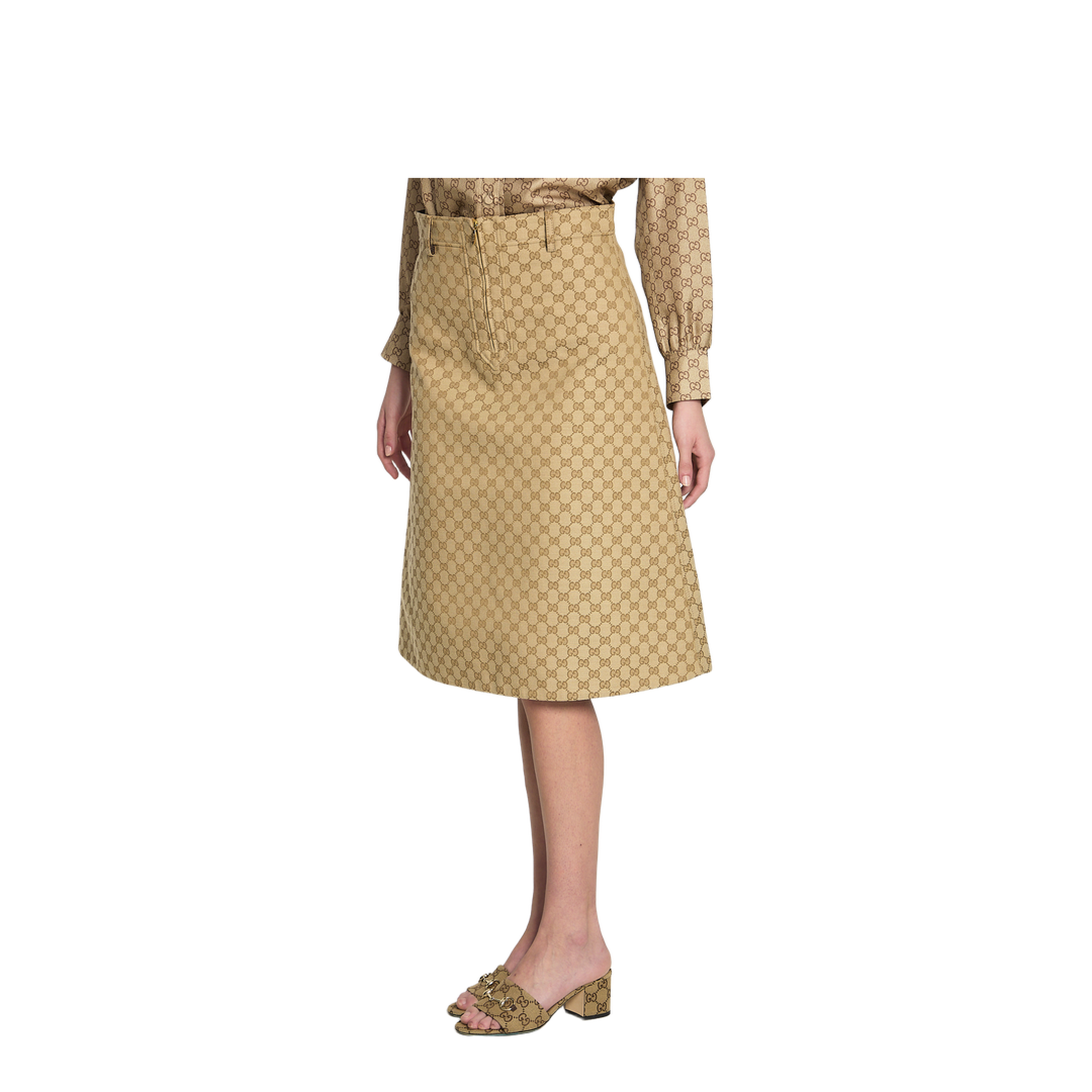 Cotton Canvas Fabric Skirt in Sand