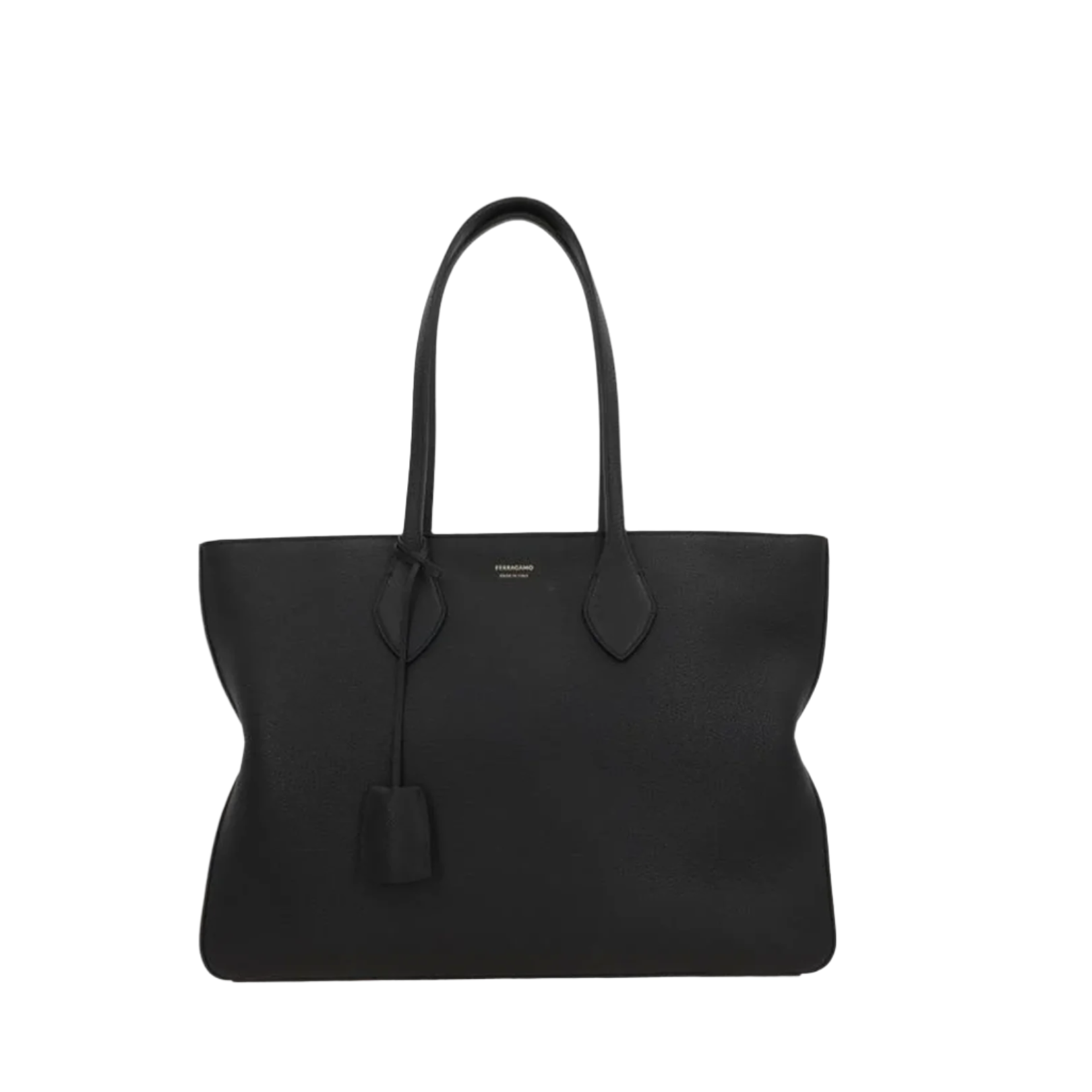 Black Grained Leather Tote Bag