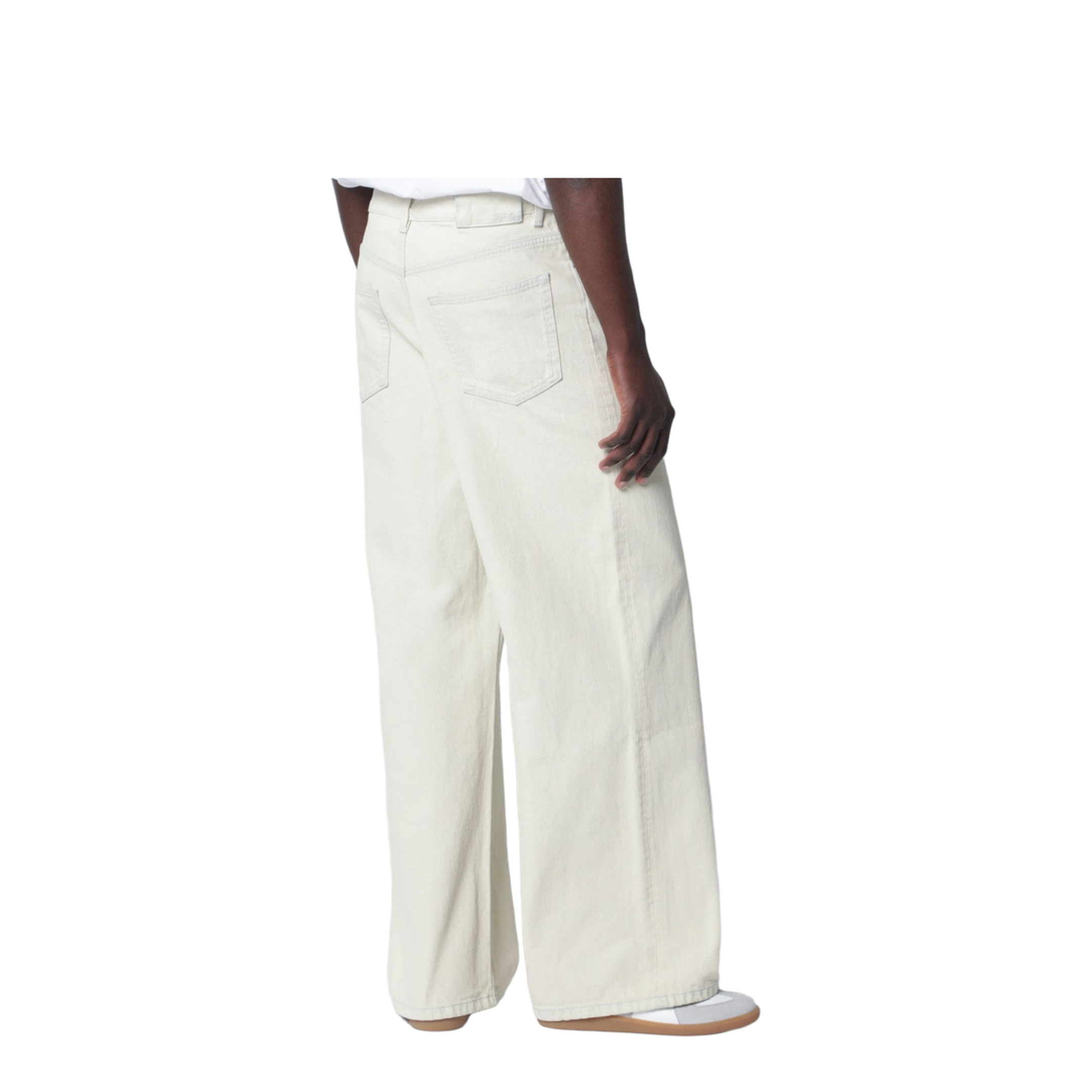 Wide-leg light blue bleached jeans