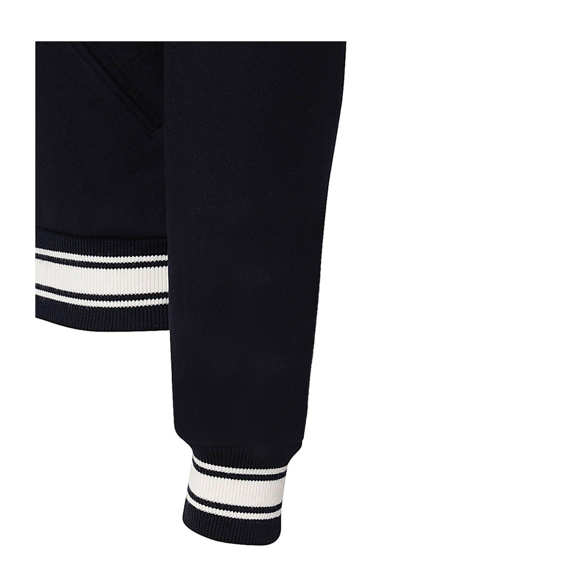 Black Virgin Wool Embroidered-Logo Bomber Jacket