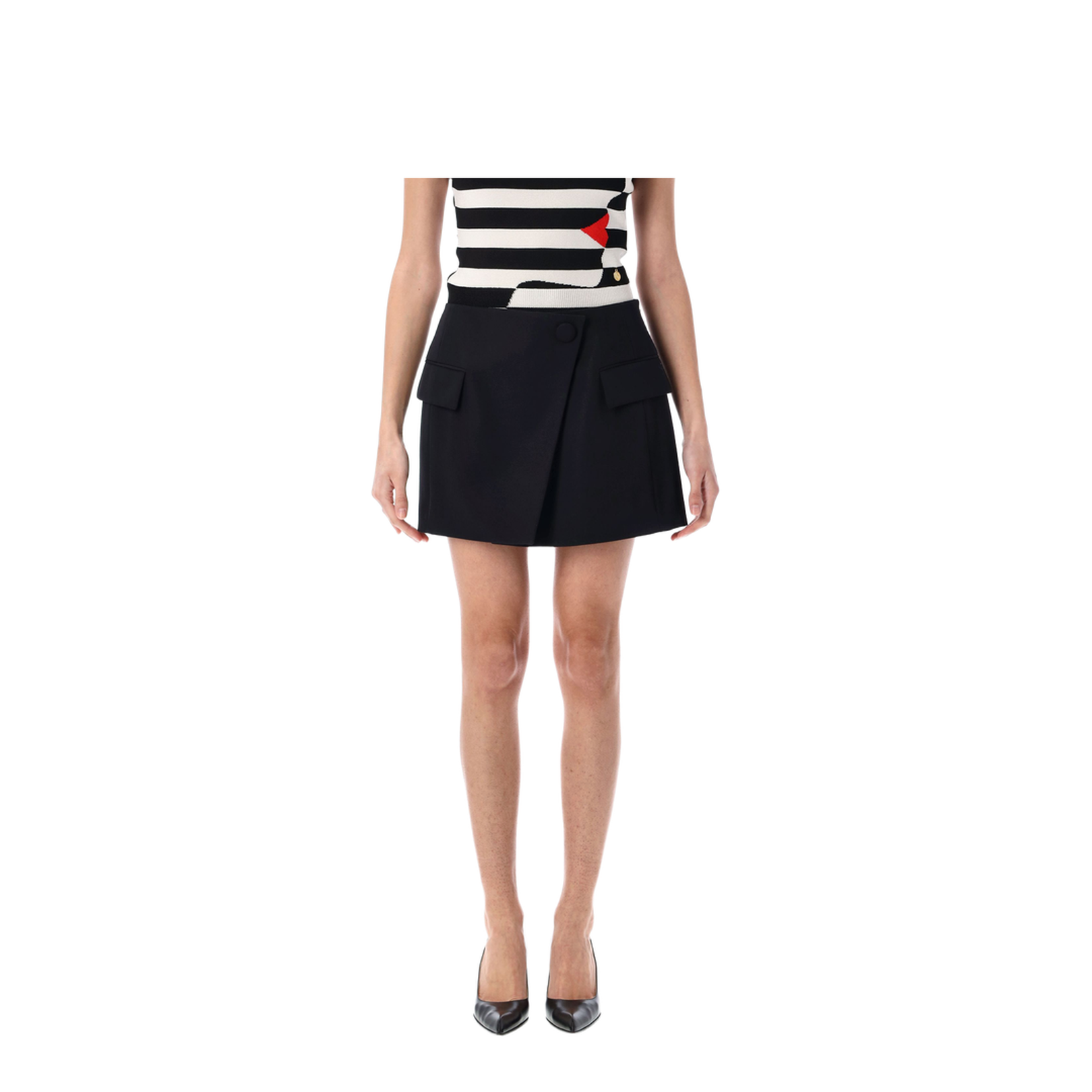 Asymmetric Gabardine Mini Skirt
