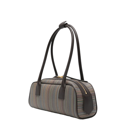 Multicolour Striped Shoulder Bag Brown