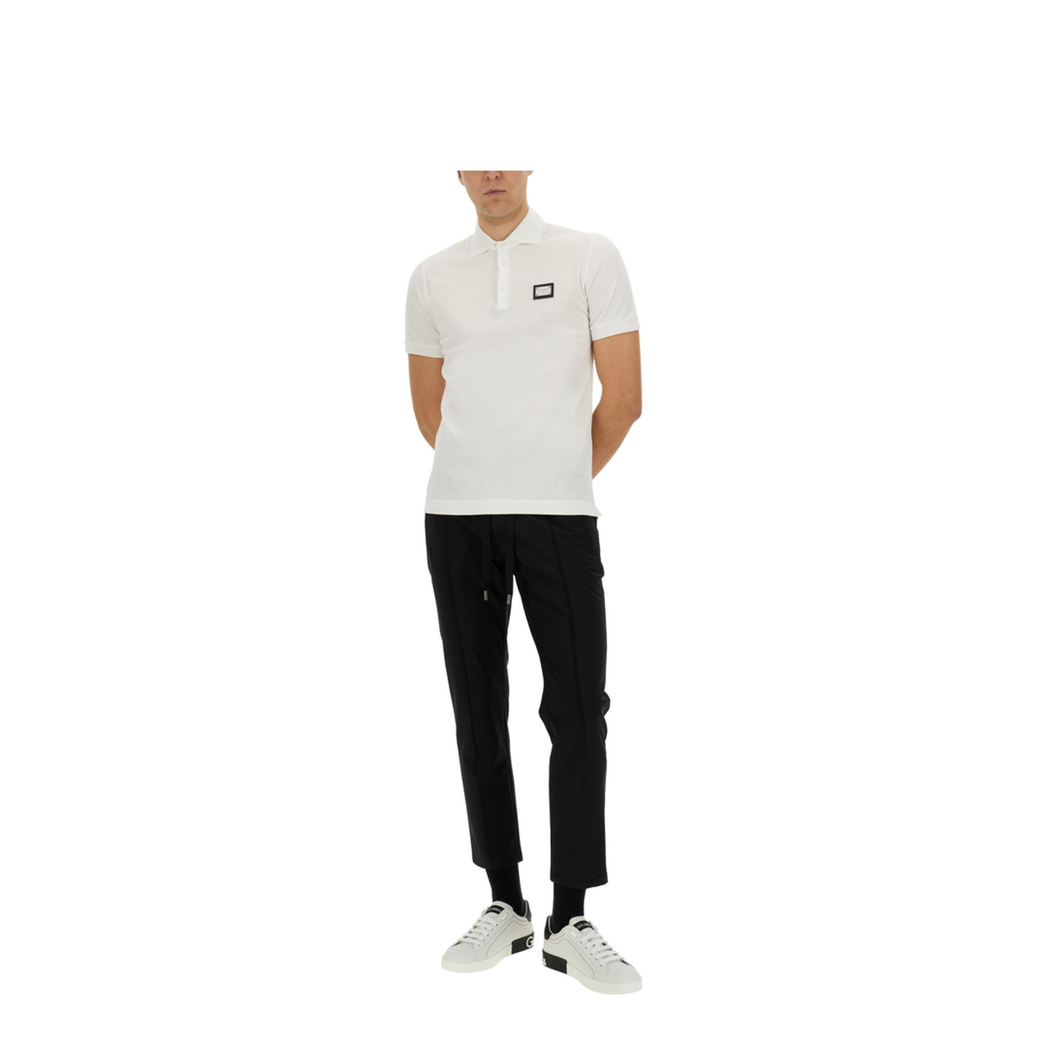 Cotton Piqué Polo Shirt with Branded Tag