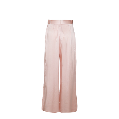Pink Pastel Silk Wide-Leg Tuck Pant